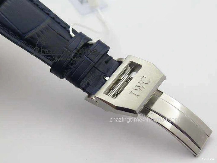 MIROTIME 1225 Pilot Chrono SS IW387809 ZF 1:1 Best Edition Silver Dial Blue Numbers On Blue Leather Strap A Lightweight 7263